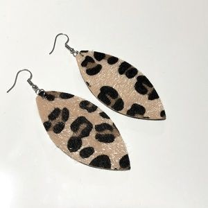 Faux Fur Leopard Print Earrings